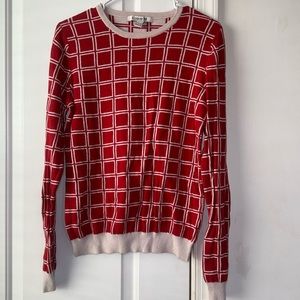 Red and White grid sweater